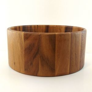 Acacia wood straight side salad bowl